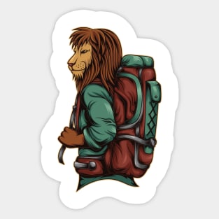 Backpacker Lion Sticker